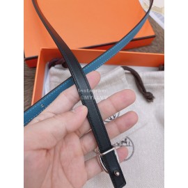 Hermes Fashion Calf Leather Silver Buckle 13mm Belt Blue