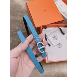 Hermes Fashion Calf Leather Silver Buckle 13mm Belt Blue