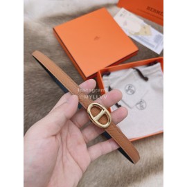Hermes Fashion Calf Leather Gold Buckle 13mm Belt Brown