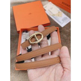 Hermes Fashion Calf Leather Gold Buckle 13mm Belt Brown