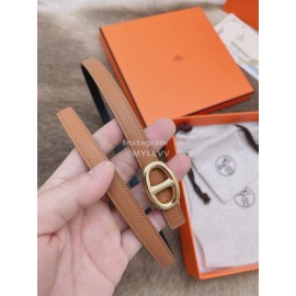 Hermes Fashion Calf Leather Gold Buckle 13mm Belt Brown