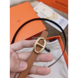 Hermes Fashion Calf Leather Gold Buckle 13mm Belt Brown