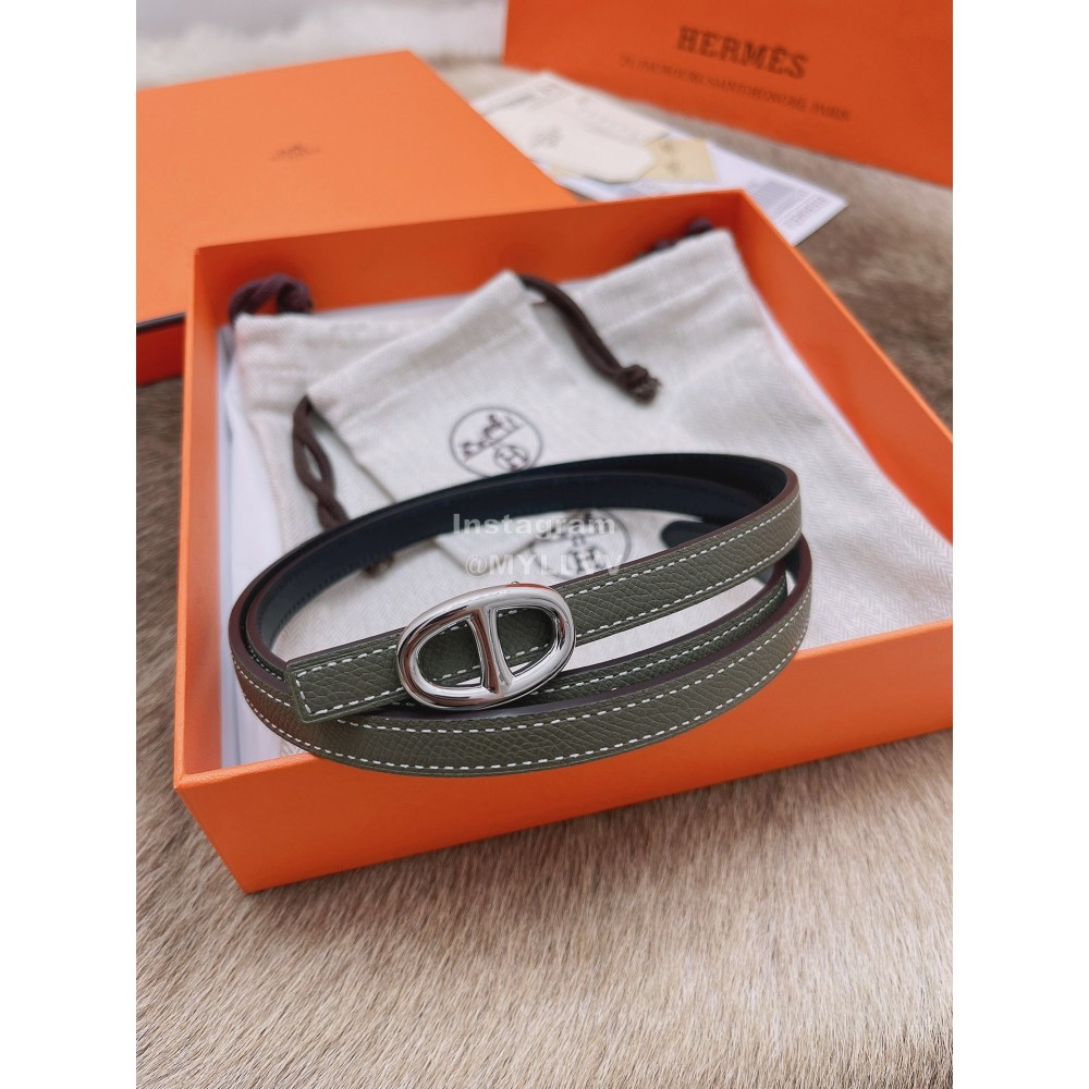 Hermes Fashion Calf Leather Silver Buckle 13mm Belt Coffee