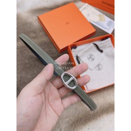 Hermes Fashion Calf Leather Silver Buckle 13mm Belt Coffee