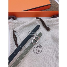 Hermes Fashion Calf Leather Silver Buckle 13mm Belt Coffee