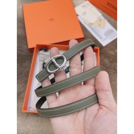 Hermes Fashion Calf Leather Silver Buckle 13mm Belt Coffee