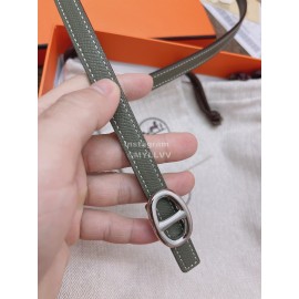 Hermes Fashion Calf Leather Silver Buckle 13mm Belt Coffee