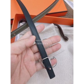 Hermes Fashion Calf Leather Silver Buckle 13mm Belt Coffee