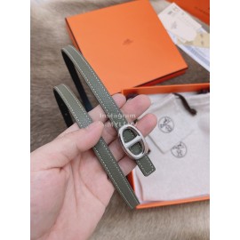 Hermes Fashion Calf Leather Silver Buckle 13mm Belt Coffee