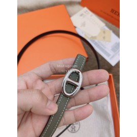Hermes Fashion Calf Leather Silver Buckle 13mm Belt Coffee