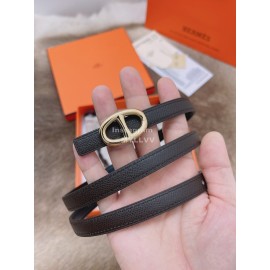 Hermes Fashion Calf Leather Gold Buckle 13mm Belt Black