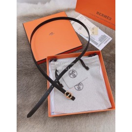 Hermes Fashion Calf Leather Gold Buckle 13mm Belt Black