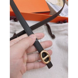 Hermes Fashion Calf Leather Gold Buckle 13mm Belt Black