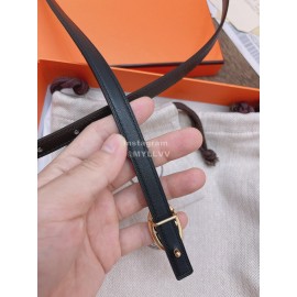 Hermes Fashion Calf Leather Gold Buckle 13mm Belt Black