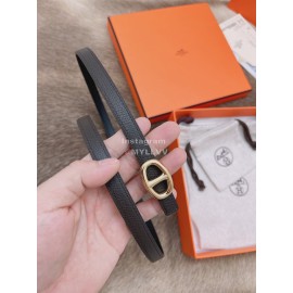 Hermes Fashion Calf Leather Gold Buckle 13mm Belt Black