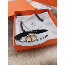 Hermes Fashion Calf Leather Gold Buckle 13mm Belt White