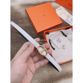 Hermes Fashion Calf Leather Gold Buckle 13mm Belt White
