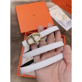 Hermes Fashion Calf Leather Gold Buckle 13mm Belt White