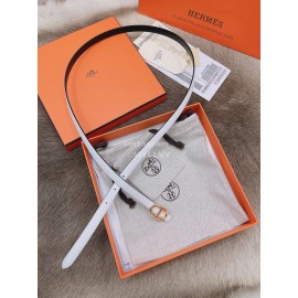 Hermes Fashion Calf Leather Gold Buckle 13mm Belt White