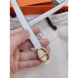 Hermes Fashion Calf Leather Gold Buckle 13mm Belt White