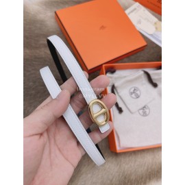 Hermes Fashion Calf Leather Gold Buckle 13mm Belt White