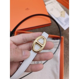 Hermes Fashion Calf Leather Gold Buckle 13mm Belt White