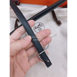 Hermes Fashion Calf Leather Silver Buckle 13mm Belt Black