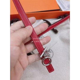 Hermes Fashion Calf Leather Silver Buckle 13mm Belt Red