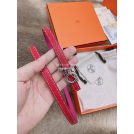 Hermes Fashion Calf Leather Silver Buckle 13mm Belt Red