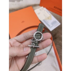 Hermes Fashion Calf Leather Silver Buckle 13mm Belt