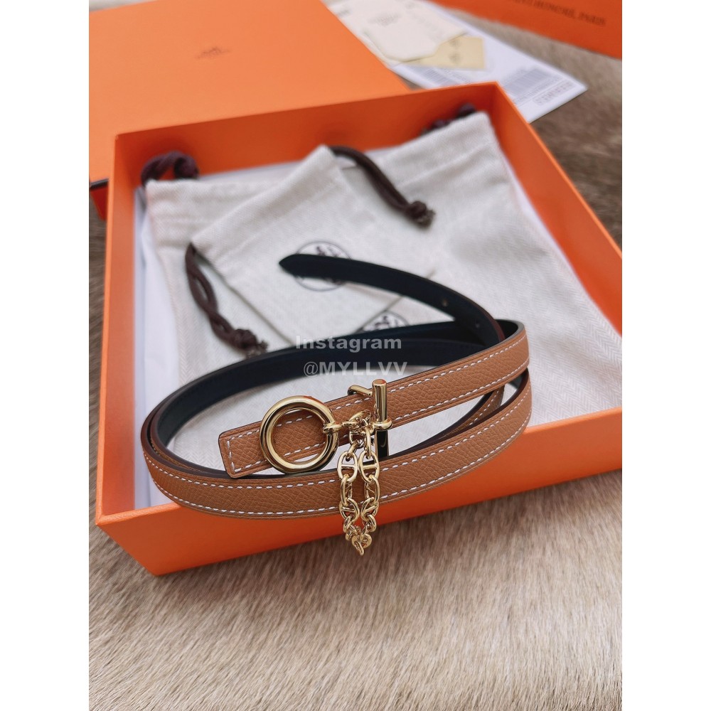 Hermes Fashion Calf Leather Gold Buckle 13mm Belt