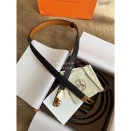 Hermes Fashion Calf Leather Gold Buckle 18mm Kelly Belt Black