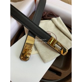 Hermes Fashion Calf Leather Gold Buckle 18mm Kelly Belt Black