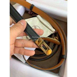 Hermes Fashion Calf Leather Gold Buckle 18mm Kelly Belt Black