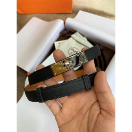 Hermes Fashion Calf Leather Silver Buckle 18mm Kelly Belt Black