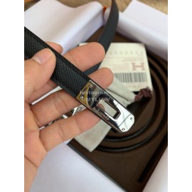 Hermes Fashion Calf Leather Silver Buckle 18mm Kelly Belt Black