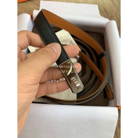 Hermes Fashion Calf Leather Silver Buckle 18mm Kelly Belt Black