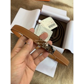 Hermes Fashion Calf Leather Silver Buckle 18mm Kelly Belt Brown