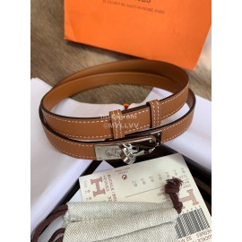 Hermes Fashion Calf Leather Silver Buckle 18mm Kelly Belt Brown