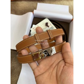 Hermes Fashion Calf Leather Silver Buckle 18mm Kelly Belt Brown