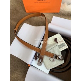 Hermes Fashion Calf Leather Silver Buckle 18mm Kelly Belt Brown