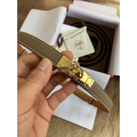Hermes Fashion Calf Leather Gold Buckle 18mm Kelly Belt Coffee