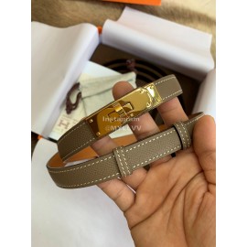 Hermes Fashion Calf Leather Gold Buckle 18mm Kelly Belt Coffee