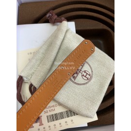 Hermes Fashion Calf Leather Gold Buckle 18mm Kelly Belt Coffee