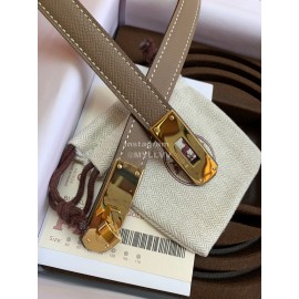 Hermes Fashion Calf Leather Gold Buckle 18mm Kelly Belt Coffee