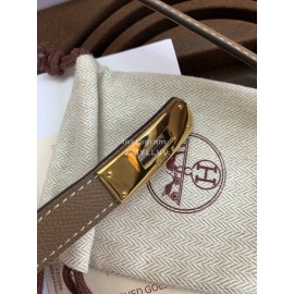 Hermes Fashion Calf Leather Gold Buckle 18mm Kelly Belt Coffee
