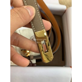 Hermes Fashion Calf Leather Gold Buckle 18mm Kelly Belt Coffee