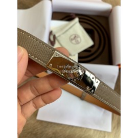 Hermes Fashion Calf Leather Silver Buckle 18mm Kelly Belt Coffee
