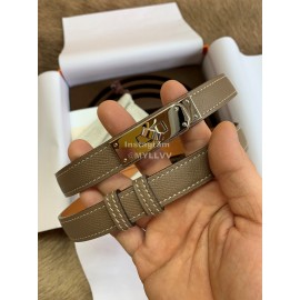 Hermes Fashion Calf Leather Silver Buckle 18mm Kelly Belt Coffee