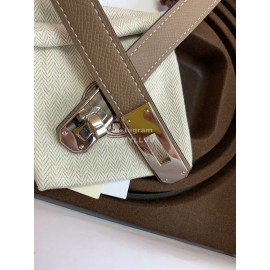 Hermes Fashion Calf Leather Silver Buckle 18mm Kelly Belt Coffee